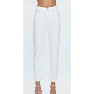 Pistola Bri High Rise Antique White Cropped Raw Hem Jeans. Size 28